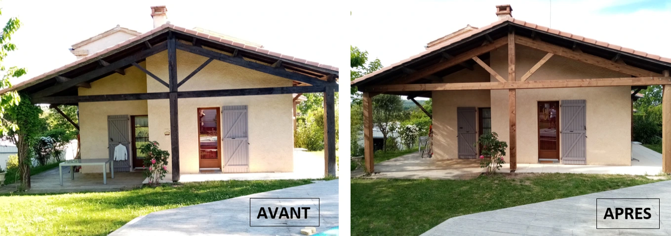 Façade avant et après le remplacement de la ferme